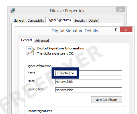 Screenshot of the JP Software certificate